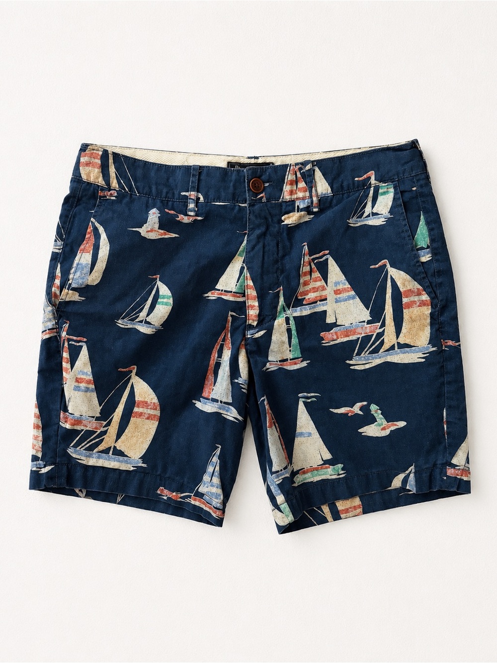 Vintage Abercrombie & Fitch Sailboat Chino Shorts Navy Nautical Coastal Size 30